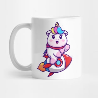 Cute unicorn riding rocket cartoon Mug